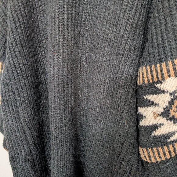 Driftwood Aztec Duster Cardigan Womens Size Medium Black Ribbed Open Sweater - Picture 7 of 9